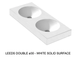 Plan vasque double lavabo circulaire ⦰ 30 cm sur mesure Largeur 100 à 201 x P 40 à 51 cm Finition lisse 10 couleurs au choix, Anti bactérien Résine Akrytan® Livraison Offerte.